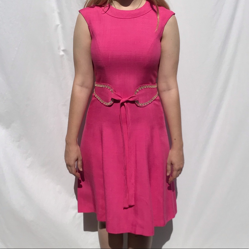 Vintage Adele Simpson 60's Hot Pink Dress